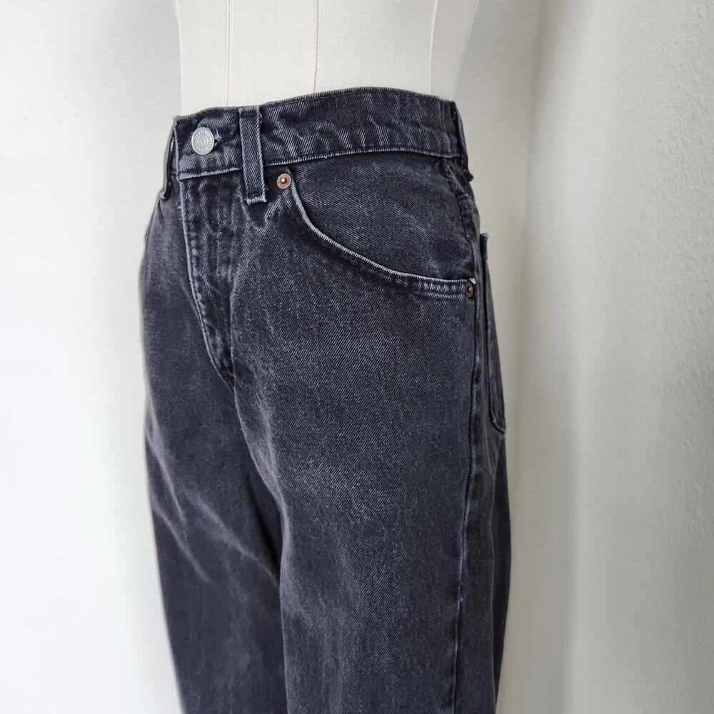 Vintage 90s Levi's Black Wash Denim High Waisted Loose Straight Leg Jeans 0 - Picture 2 of 12